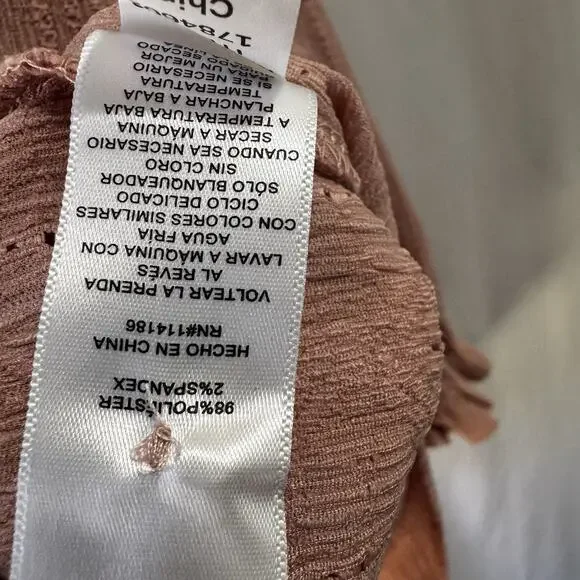 Frye Top Womens XL Light Pink Eyelet Stripe Western Festival Boho Peasant Flowy - Picture 6 of 7